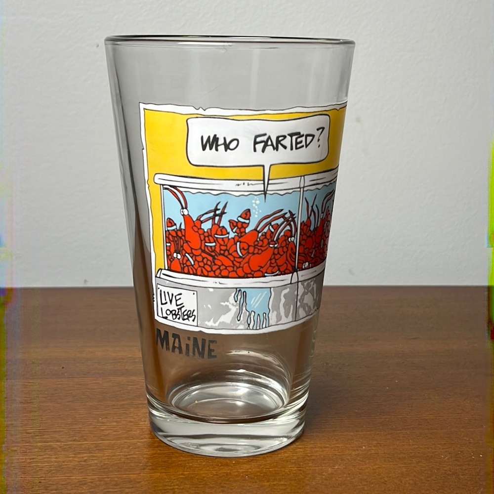 Maine live lobsters “Who Farted?” Pint glass